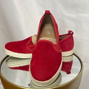 Clarks Leather Espadrilles Azella Major In Red size 10 Wide